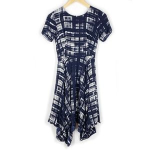 Corey Lynn Calter Painted Plaid Dress Black Midi Handkerchief Anthropologie 0